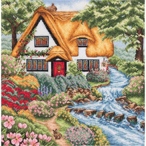 Anchor counted Cross Stitch kit "Cottage Stream", DIY