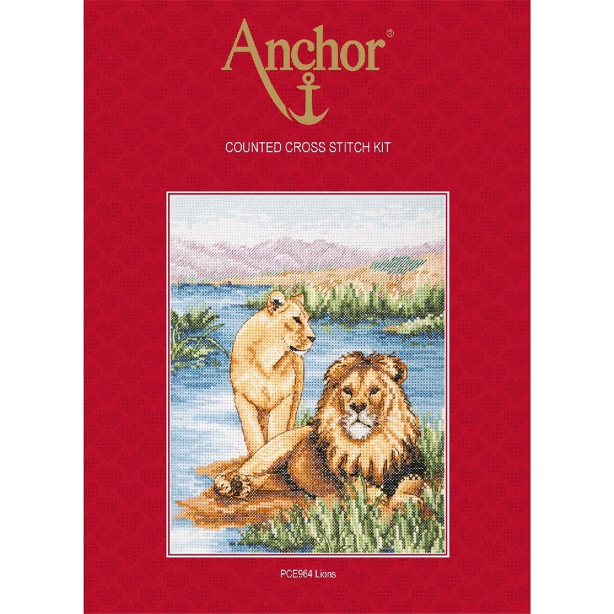 Набор для вышивания крестом Anchor "Львы",...