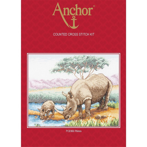 Anchor counted Cross Stitch kit "Rhinos", DIY