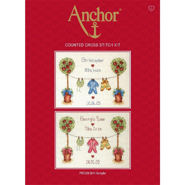 Anchor набор для вышивания крестиком "Birth Sampler", счетная схема