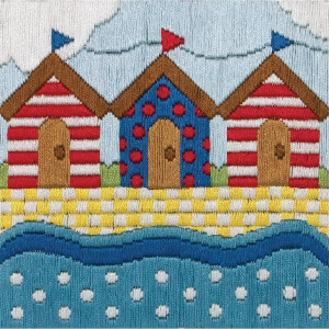 Набор для вышивания Anchor Long Stitch "Пляжные хижины", рисунок предварительно нарисован
