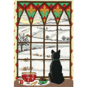 Anchor Lange borduurset "Winter door het raam", afbeelding voorgetekend