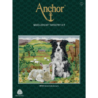 Set di arazzi Anchor "Border Collie and Lamb", immagine ricamata stampata, 30x40cm