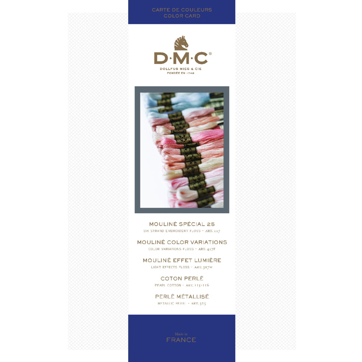 DMC Floss Colour Card Mouline + Pearl Cotton met echt...