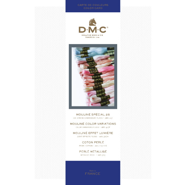DMC Farbkarte mit echten Garnen Mouline und Perlgarn inkl. neue Farben