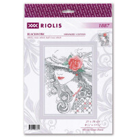 Riolis Blackwork borduurset "Mysterieuze roos" 21x30cm, telpatroon