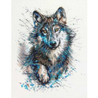 RTO counted Cross Stitch Kit "Snow Splashes. Wolf" M805, 21x28 cm, DIY