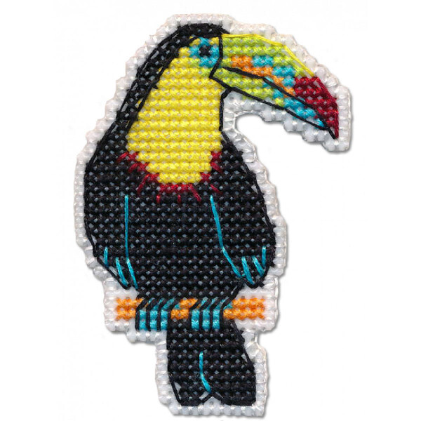 Oven counted cross stitch kit "Badge. Toucan", 4,8x7cm, DIY