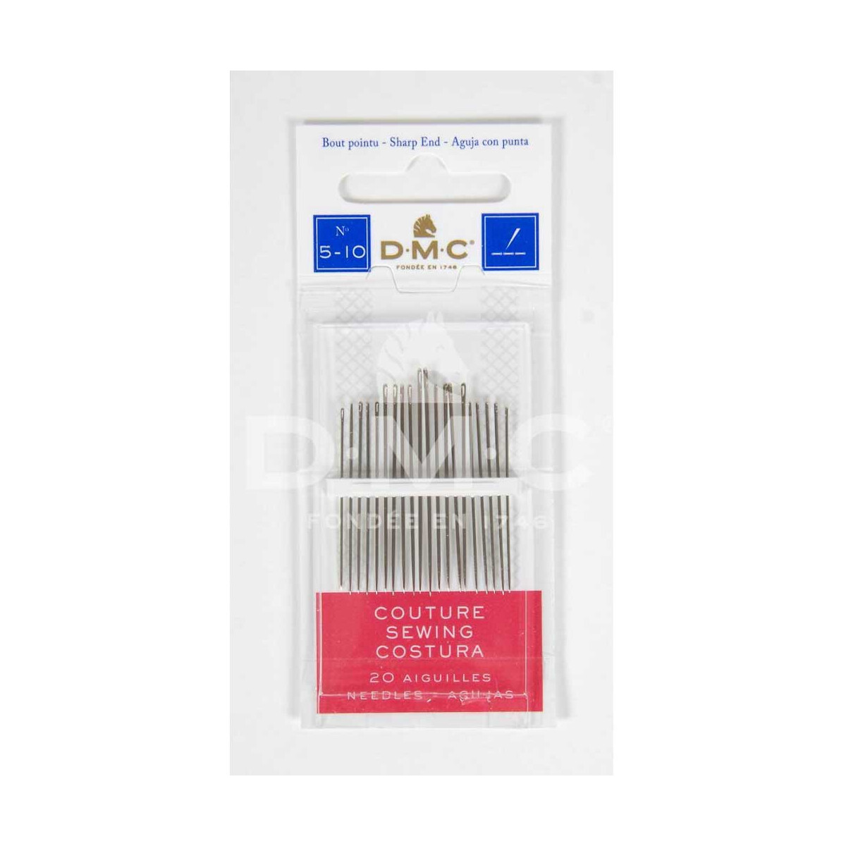 DMC Sewing Needle, sharp end, set of 6 different needles,...