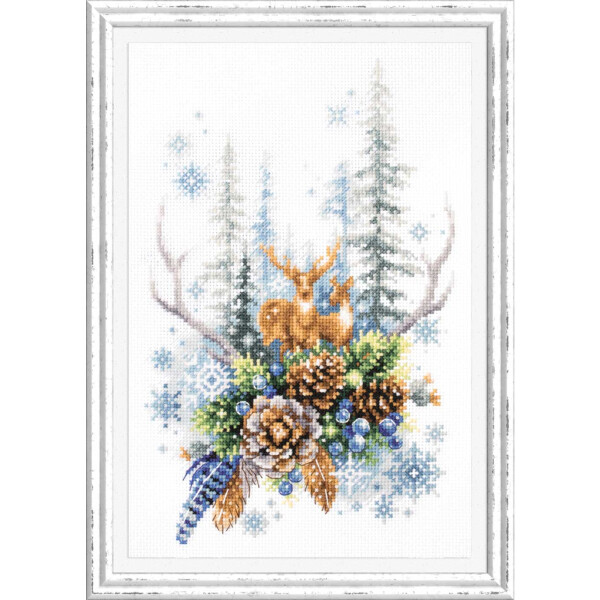 Magic Needle Zweigart Edition Counted cross stitch kit Winter forest spirit 17 x 27cm, DIY
