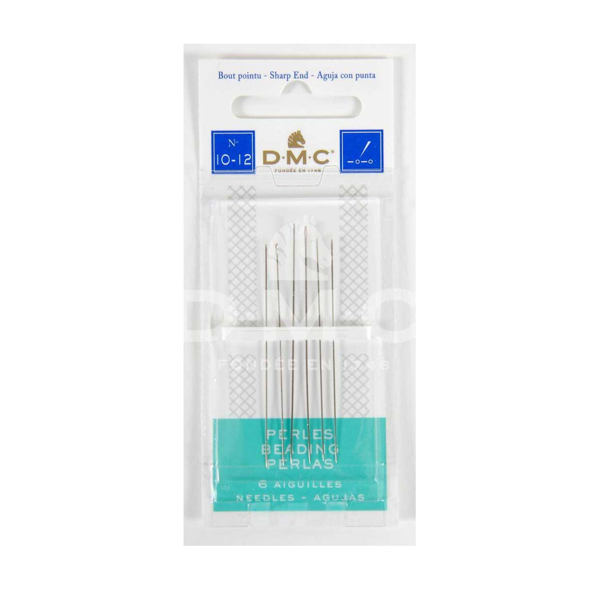 DMC Beding Needle, sharp end, set of 6 needles, sizes: 10-12
