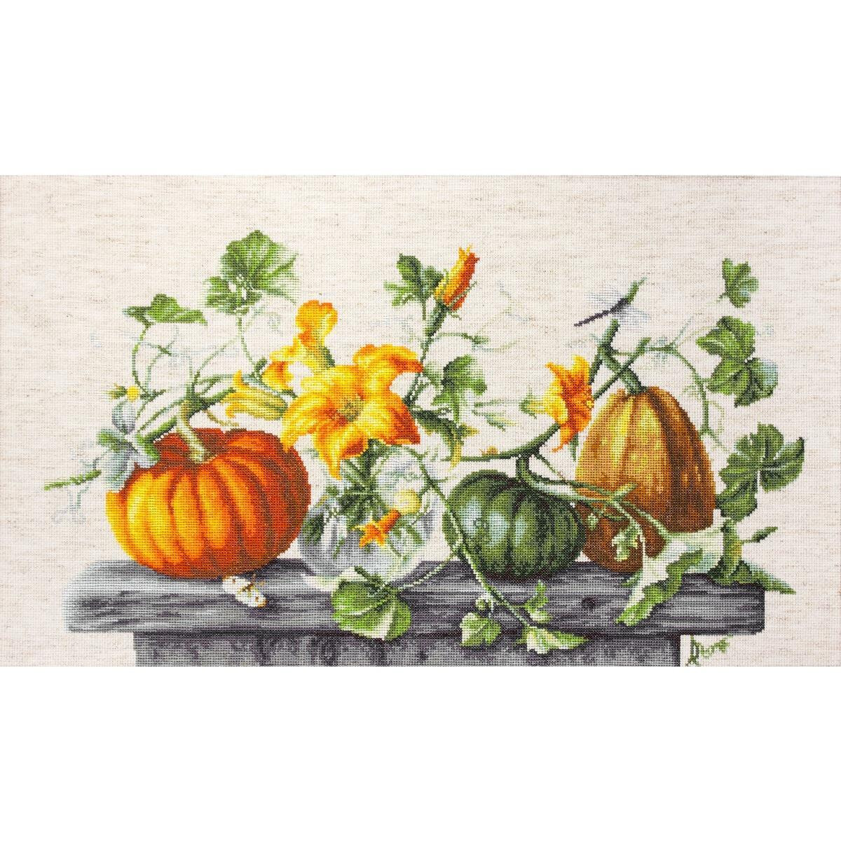 A detailed Luca-s embroidery pack with pumpkins and...