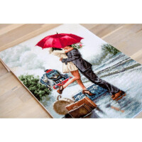 Luca-S counted Cross Stitch kit "Couple on train station",22x31cm, DIY