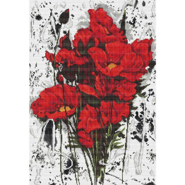 Luca-S counted Cross Stitch kit "Poppies VII",25,5x37cm, DIY