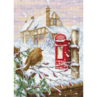 Luca-S counted Cross Stitch kit "Red mail box",24x33,5cm, DIY