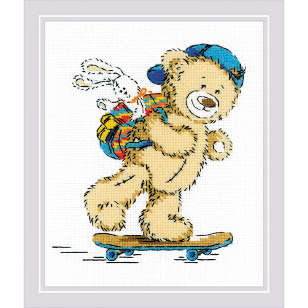 Riolis counted cross stitch kit Teddy Bear Holiday 15x18cm DIY