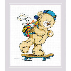 Riolis counted cross stitch kit Teddy Bear Holiday...