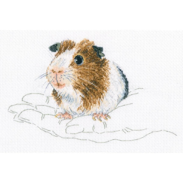 RTO counted Cross Stitch Kit "Warmth in palms, Guinea pig" M817, 19x11 cm, DIY