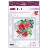 Riolis counted Blackwork stitch Kit Red Rose Hip 20x20cm, DIY