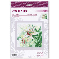 Riolis Blackwork Stickset "Weiße Lilien" 20x20cm, Zählmuster