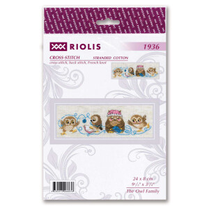 Riolis counted cross stitch Kit The Owl Family, 24x8 cm, DIY