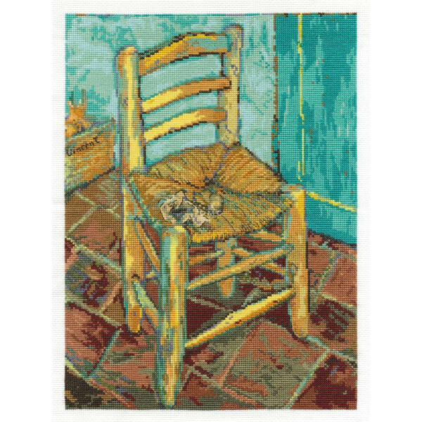 DMC Set de point de croix "Chaise" daprès Vincent van Gogh, 23x31cm, modèle de point de comptage