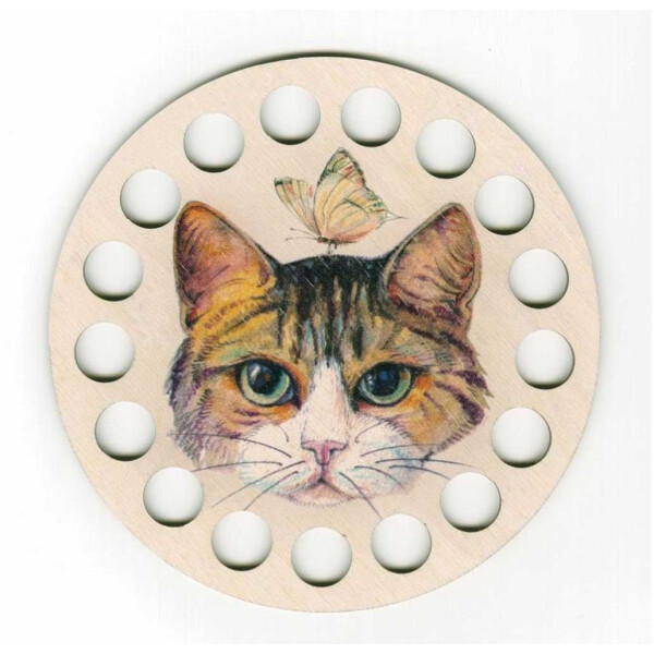 RTO "Organizer for threads Cat and butterfly", DZ31036, round, diam. 13 cm, wood