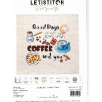 Letistitch Kreuzstich Set "Kaffeezeit"; Zählmuster, 15x14cm
