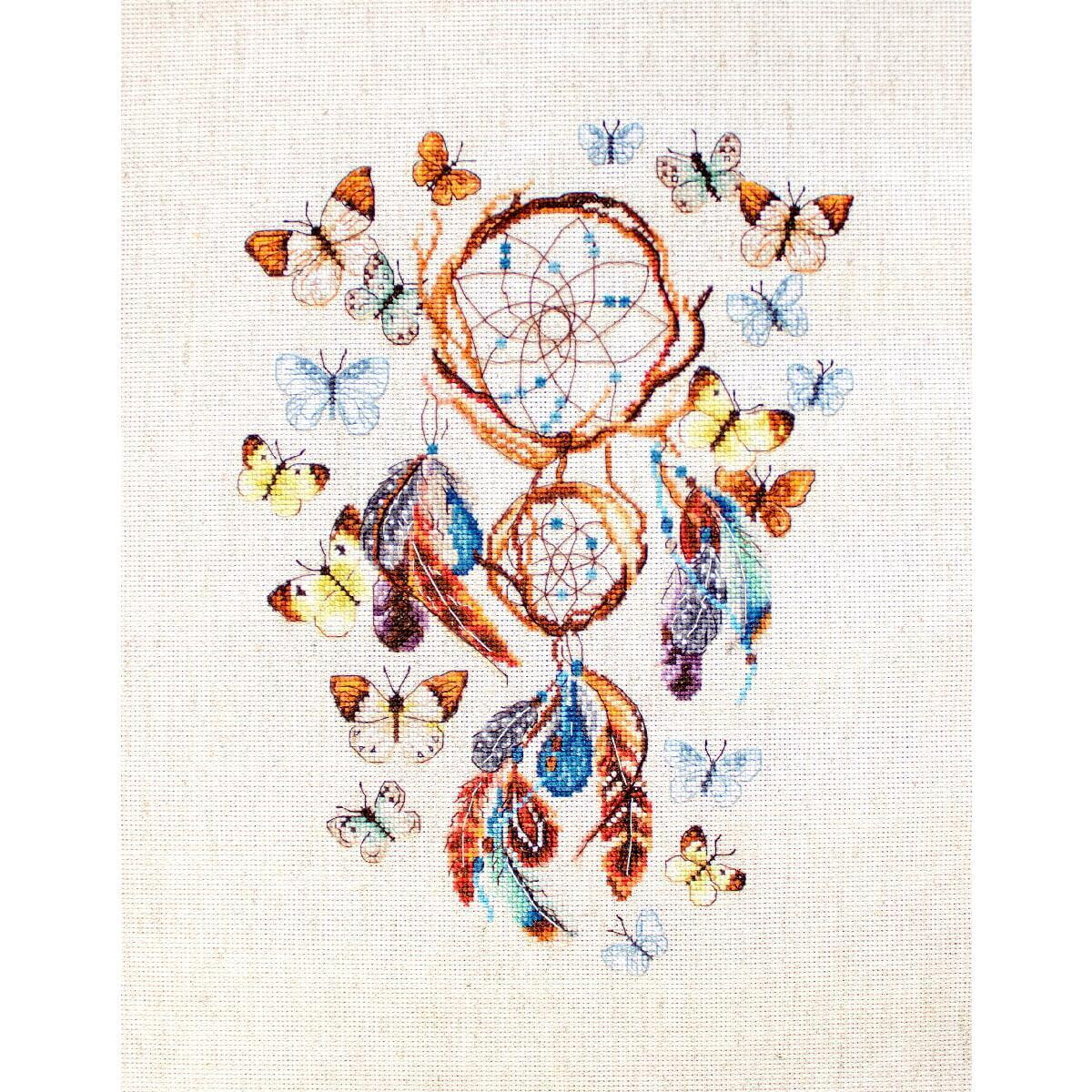 A colorful cross stitch pack with a dreamcatcher...