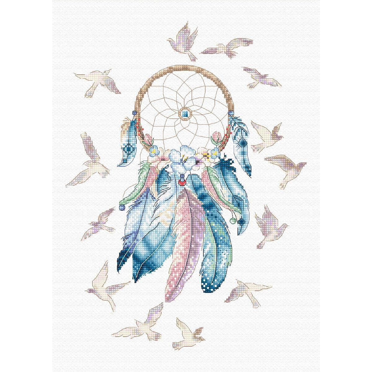 A beautifully crafted dreamcatcher with a woven ring of...