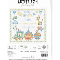 Letistitch counted cross stitch kit "Baby Boy Record", 27x25cm, DIY