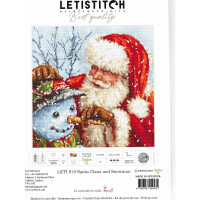 Letistitch counted cross stitch kit "SanatClaus and Snowman", 25x25cm, DIY