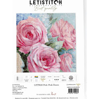 Letistitch counted cross stitch kit "Pale Pink Roses", 30x30cm, DIY