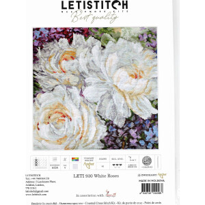 Letistitch Kreuzstich Set "Weiße Rosen";...