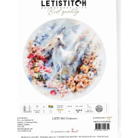 Letistitch Kreuzstich Set "Einhorn"; Zählmuster, 33,5x33,5cm
