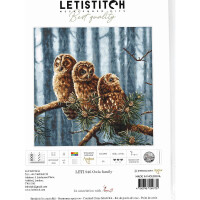 Letistitch Kreuzstich Set "Eulenfamilie"; Zählmuster, 33x33,5cm