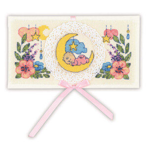 Riolis counted cross stitch kit "Card Congratulations on the Newborn", 16x9cm, DIY