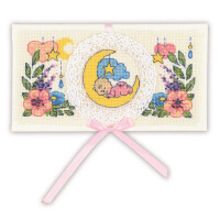 Снятый с производства набор для вышивания крестом Риолис "Поздравительная открытка к рождению ребенка"; счетная схема, 16x9 см