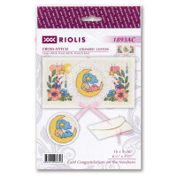 Riolis counted cross stitch kit "Card Congratulations on the Newborn", 16x9cm, DIY