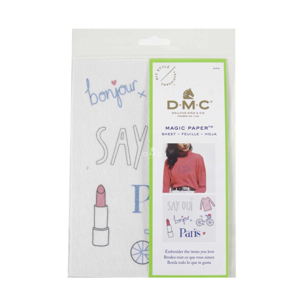 DMC Papier magique Tampon à broder soluble dans leau avec motif imprimé, fc103