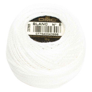 DMC Pearl Cotton op een bol Maat 8, 10g, 116A/8-BLANC