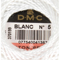DMC Pearl Cotton on a ball Size 5, 10g, 116A/5-BLANC