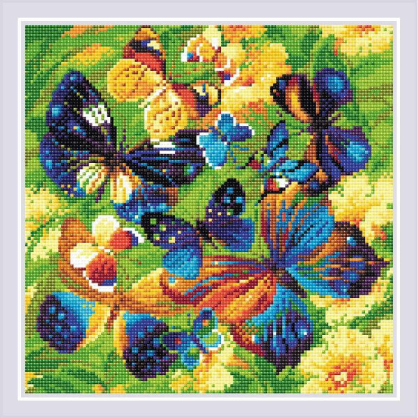 Riolis diamond mosaic kit "Bright Butterflies", 30x30cm, DIY