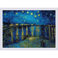 Алмазная живопись Риолис "Звездная ночь над Роной после Ван Гога"; 38x27 см