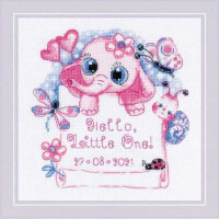 Riolis counted cross stitch kit "Hello, little One! (for a girl)", 15x15cm, DIY
