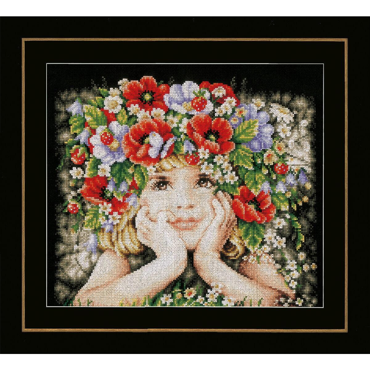 A cross stitch artwork created from a detailed embroidery...