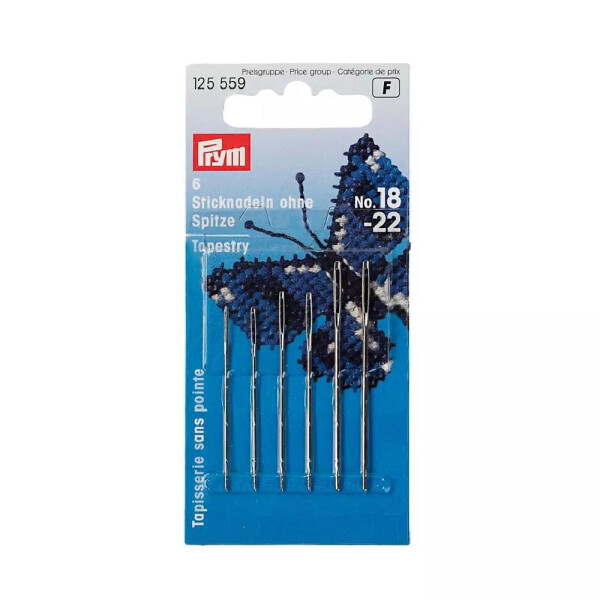 Prym Embroidery needles without point, No. 24, 0.80 x 37mm, silver eye, 6 pcs