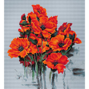 Luca-S counted cross stitch kit "The Poppies", 30,5x33cm, DIY