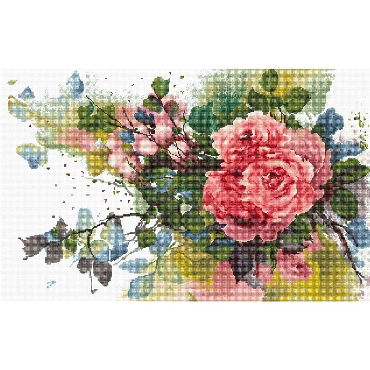 Un vibrante acquerello raffigura un bouquet di fiori...