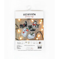 Letistitch Kruissteek set "Christmas Toy Kit Kittens, Set van 5", telpatroon, 8x7cm